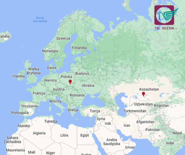 mapa polska-Kazachstan